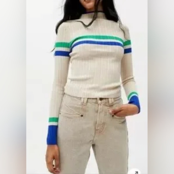 Urban Outfitters Sweaters - UO BDG Cream Sweater with Blue and Green Stripes Size S